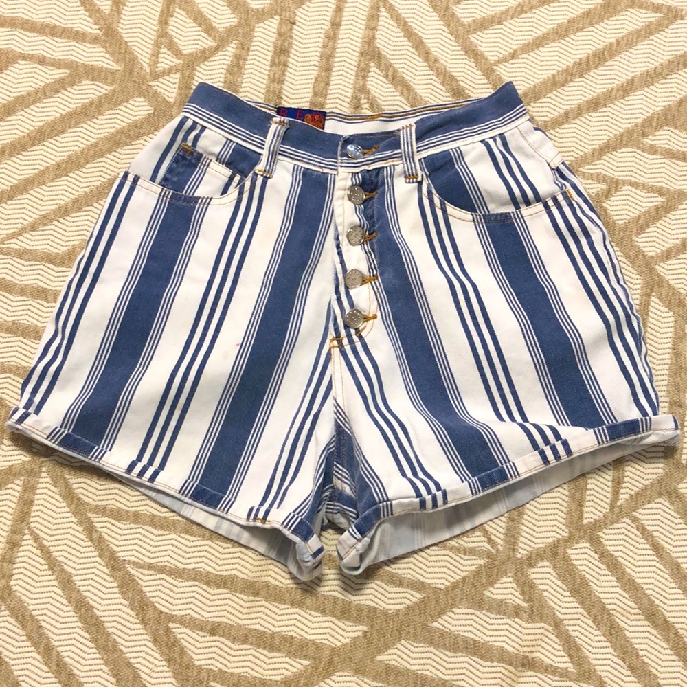 RED ROCK Vintage striped jean shorts